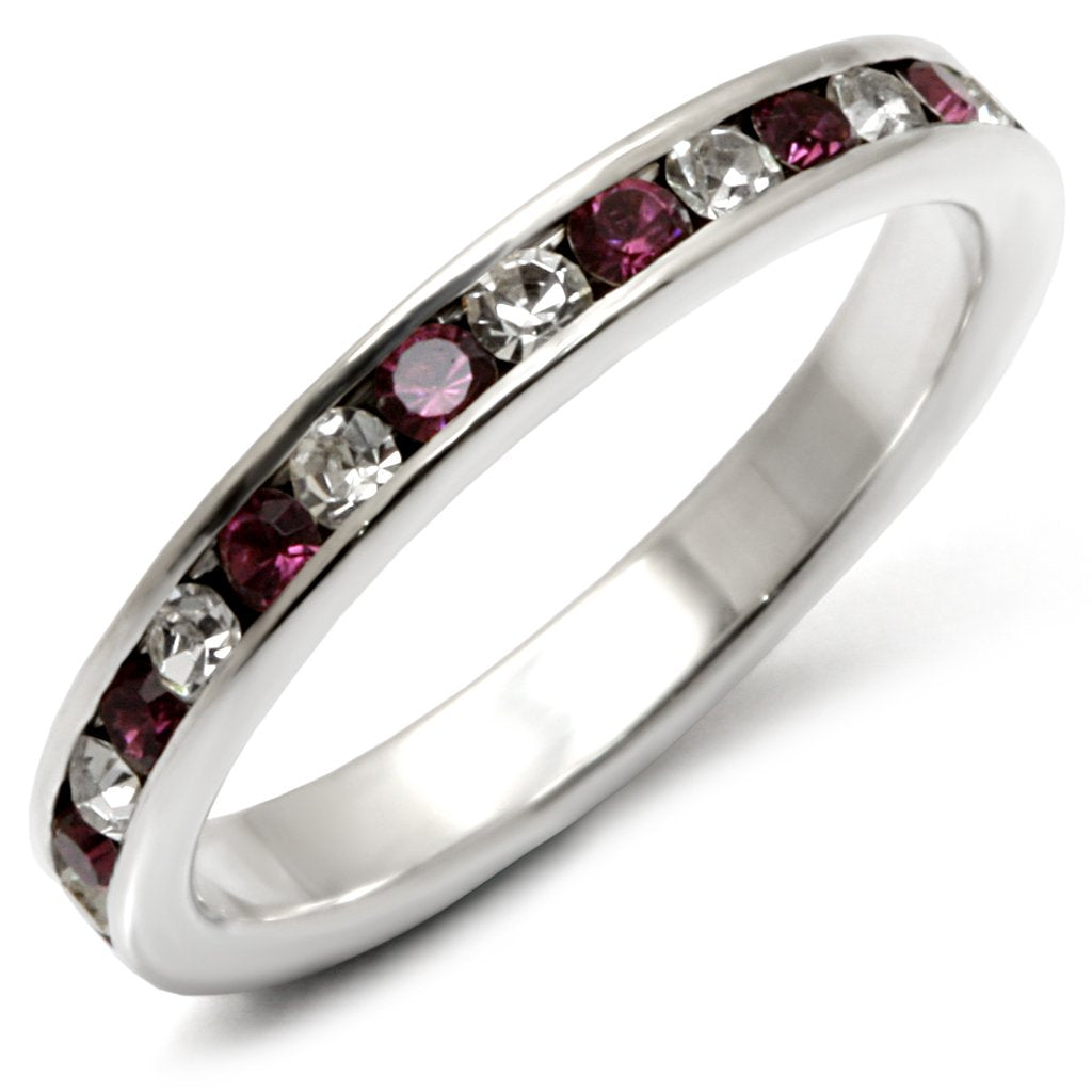 MA35126 - High-Polished 925 Sterling Silver Ring with Top Grade Crystal  in Amethyst