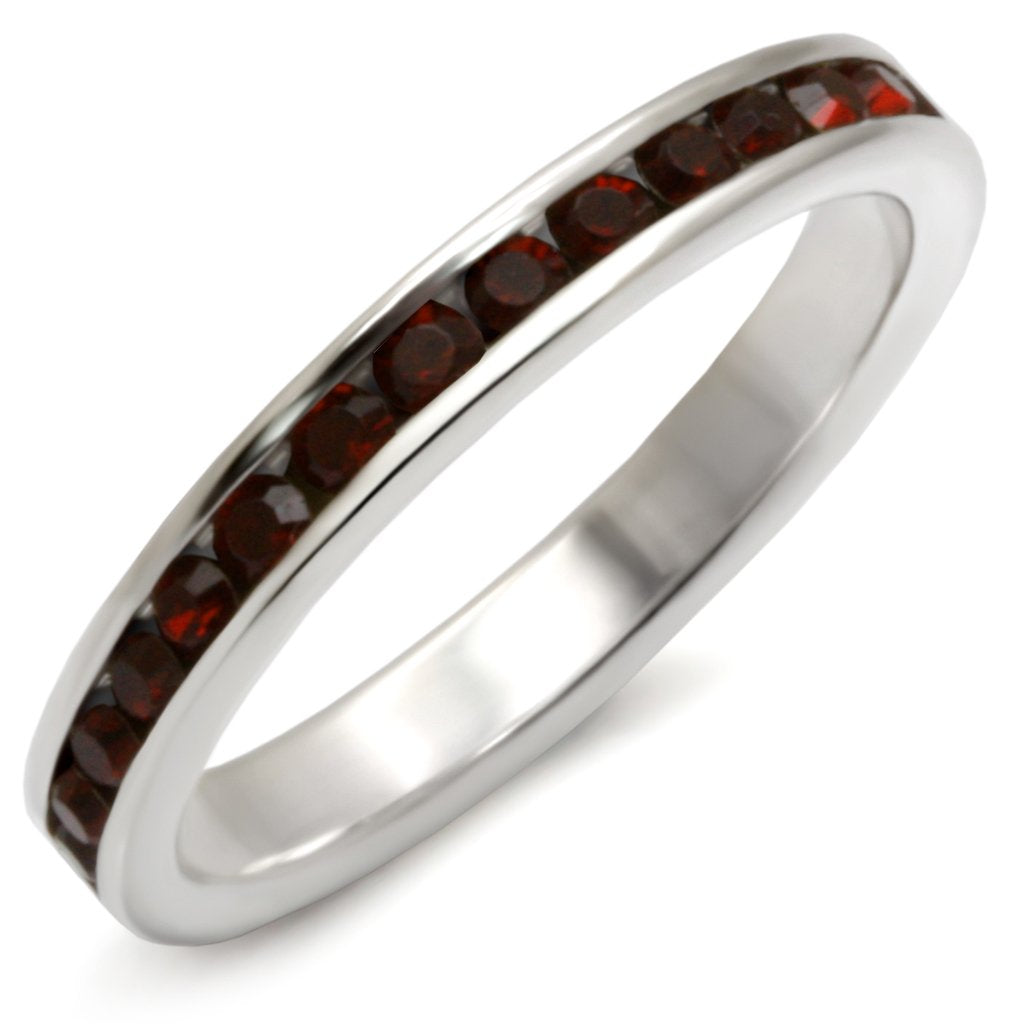 MA35137 - High-Polished 925 Sterling Silver Ring with Top Grade Crystal  in Garnet