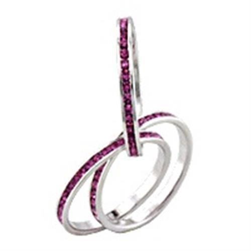 MA35422 - Rhodium Brass Ring with Top Grade Crystal  in Rose