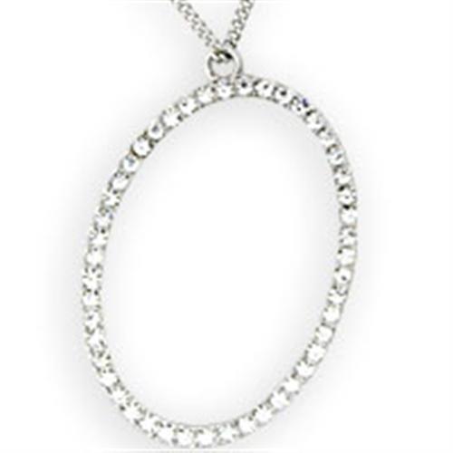 MA36106 Rhodium Brass Necklace with Top Grade Crystal in Clear