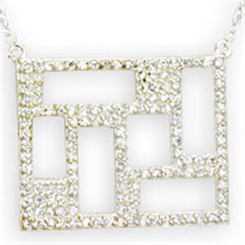 MA36514 - High-Polished 925 Sterling Silver Necklace with AAA Grade CZ  in Clear