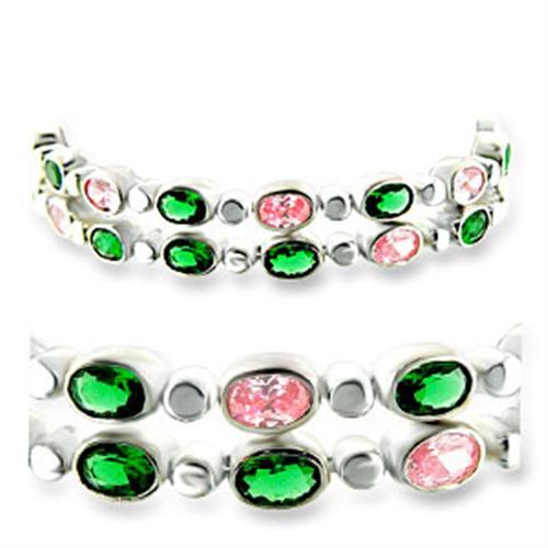 MA37001 - High-Polished 925 Sterling Silver Bracelet with AAA Grade CZ  in Multi Color