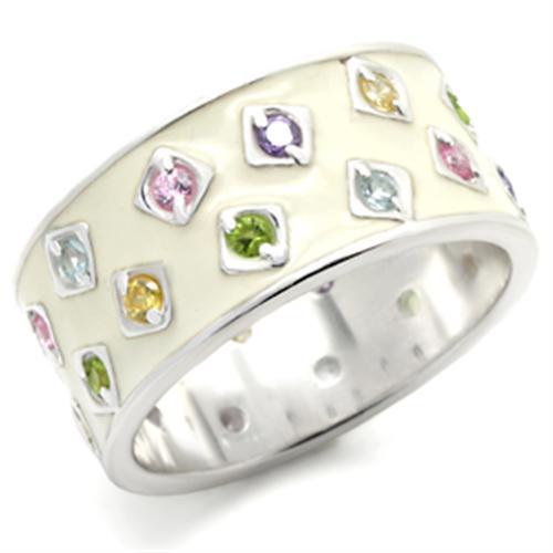 MA37405 - High-Polished 925 Sterling Silver Ring with AAA Grade CZ  in Multi Color