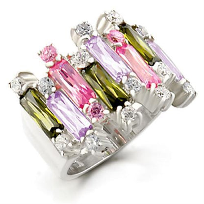 MAKora Cocktail Ring - 925 Sterling Silver, AAA CZ , Multi Color - 37611