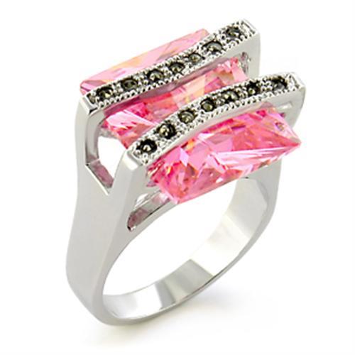 MA37623 - Antique Tone 925 Sterling Silver Ring with AAA Grade CZ  in Rose