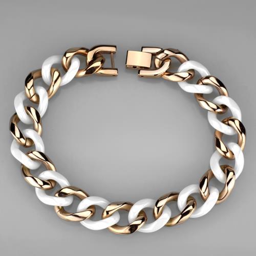 MA3W1001 - IP Rose Gold(Ion Plating) Stainless Steel Bracelet with Ceramic  in White