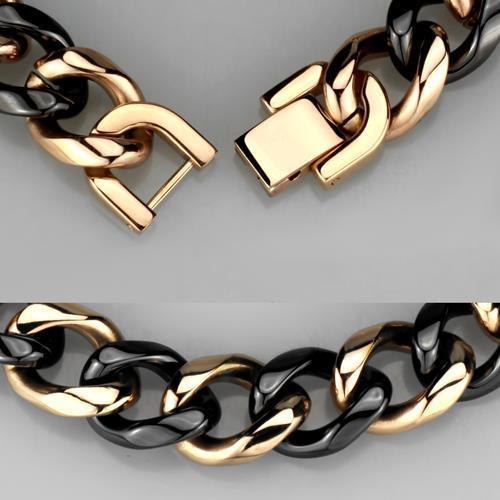 MA3W1002 - IP Rose Gold(Ion Plating) Stainless Steel Bracelet with Ceramic  in Jet