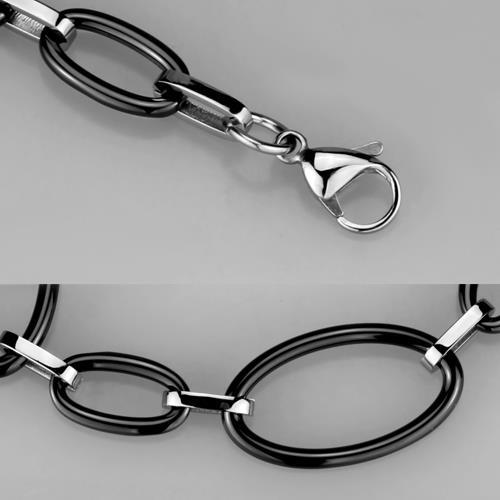 MA3W1003 - High polished (no plating) Stainless Steel Bracelet with Ceramic  in Jet