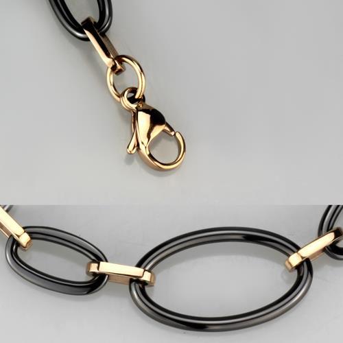 MA3W1005 - IP Rose Gold(Ion Plating) Stainless Steel Bracelet with Ceramic  in Jet