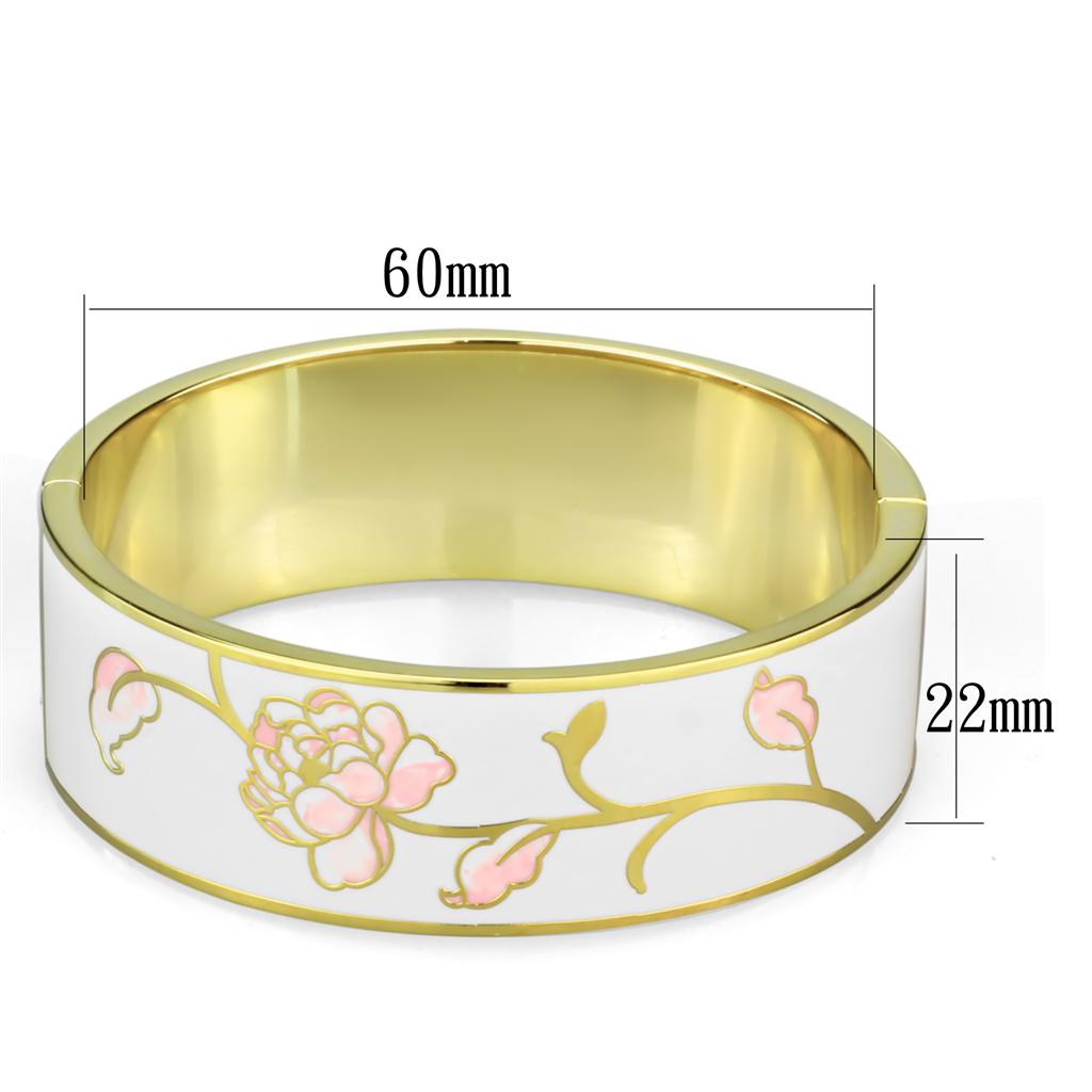 MA3W1017 - Gold White Metal Bangle with Epoxy  in White