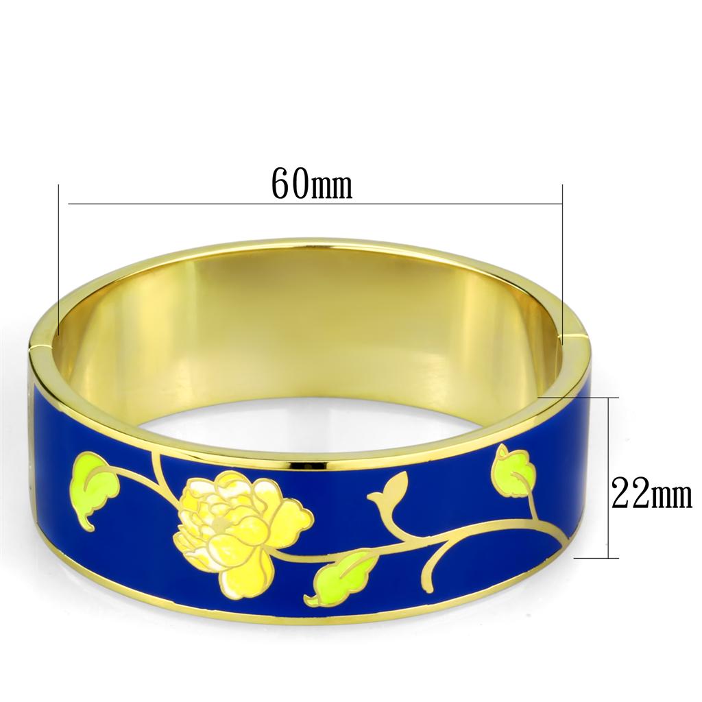 MA3W1018 - Gold White Metal Bangle with Epoxy  in Capri Blue