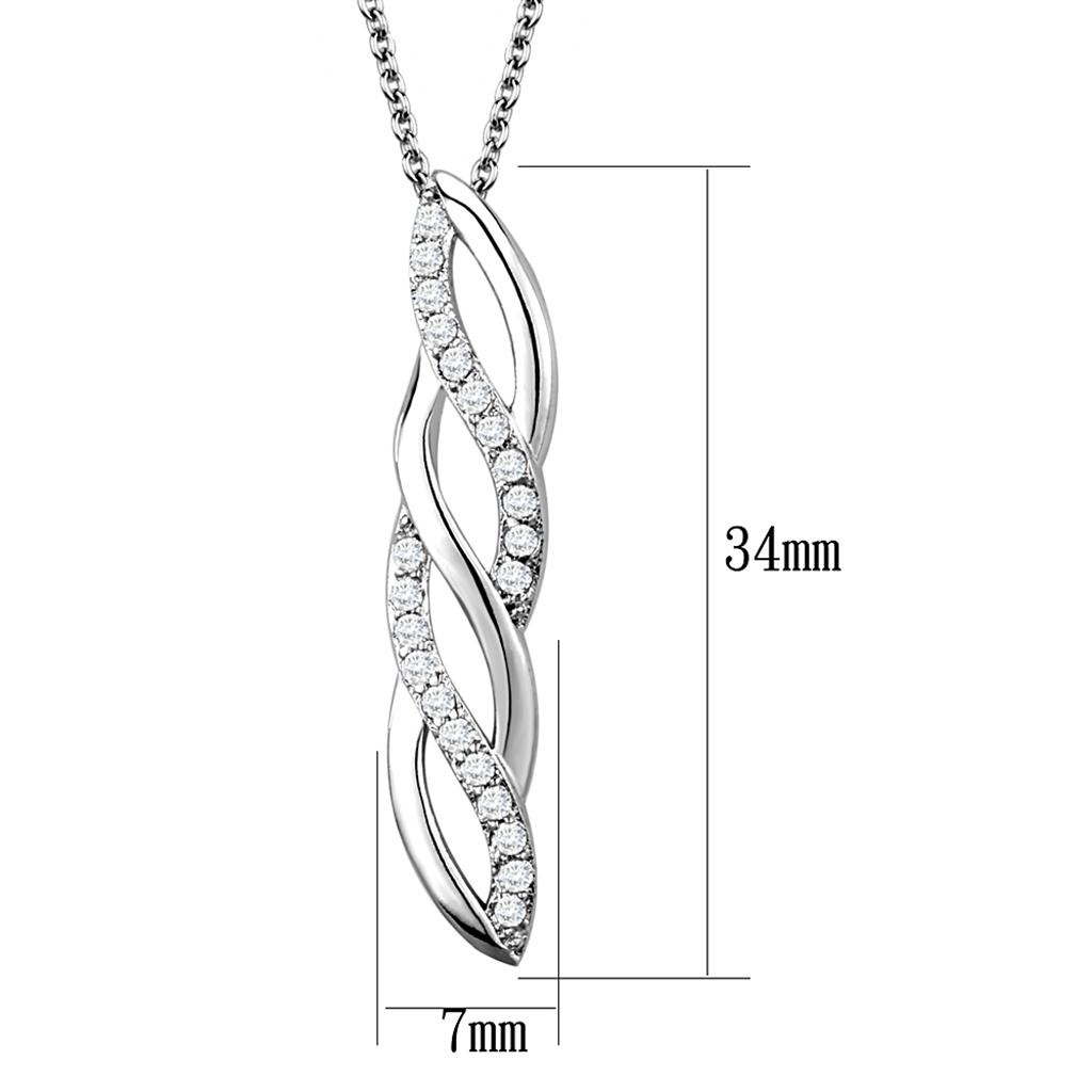MA3W1020 - Rhodium Brass Chain Pendant with AAA Grade CZ  in Clear