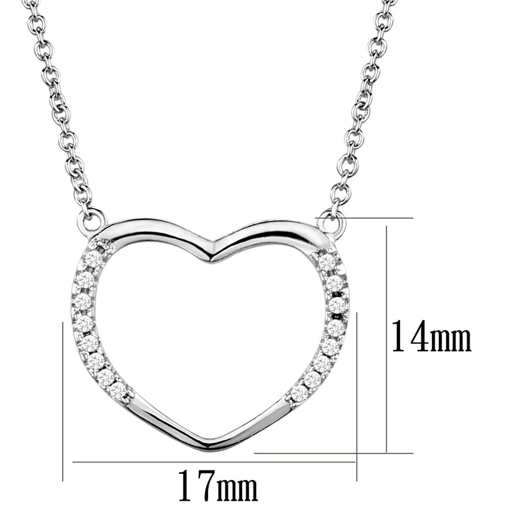 MA3W1023 - Rhodium Brass Chain Pendant with AAA Grade CZ  in Clear