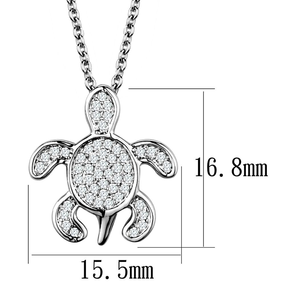 MA3W1025 - Rhodium Brass Chain Pendant with AAA Grade CZ  in Clear