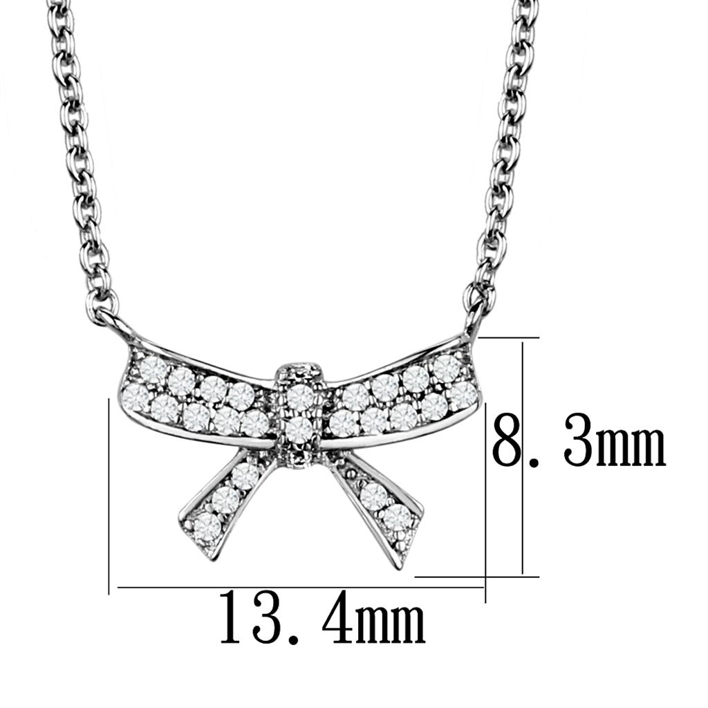 MA3W1028 - Rhodium Brass Chain Pendant with AAA Grade CZ  in Clear