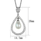 MA3W1031 - Rhodium Brass Chain Pendant with Synthetic Pearl in White