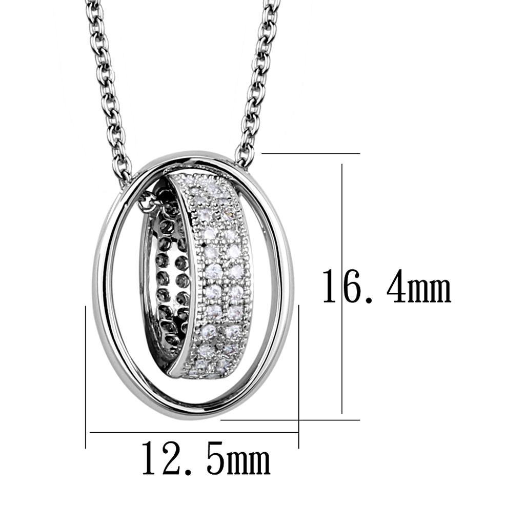 MA3W1032 - Rhodium Brass Chain Pendant with AAA Grade CZ  in Clear
