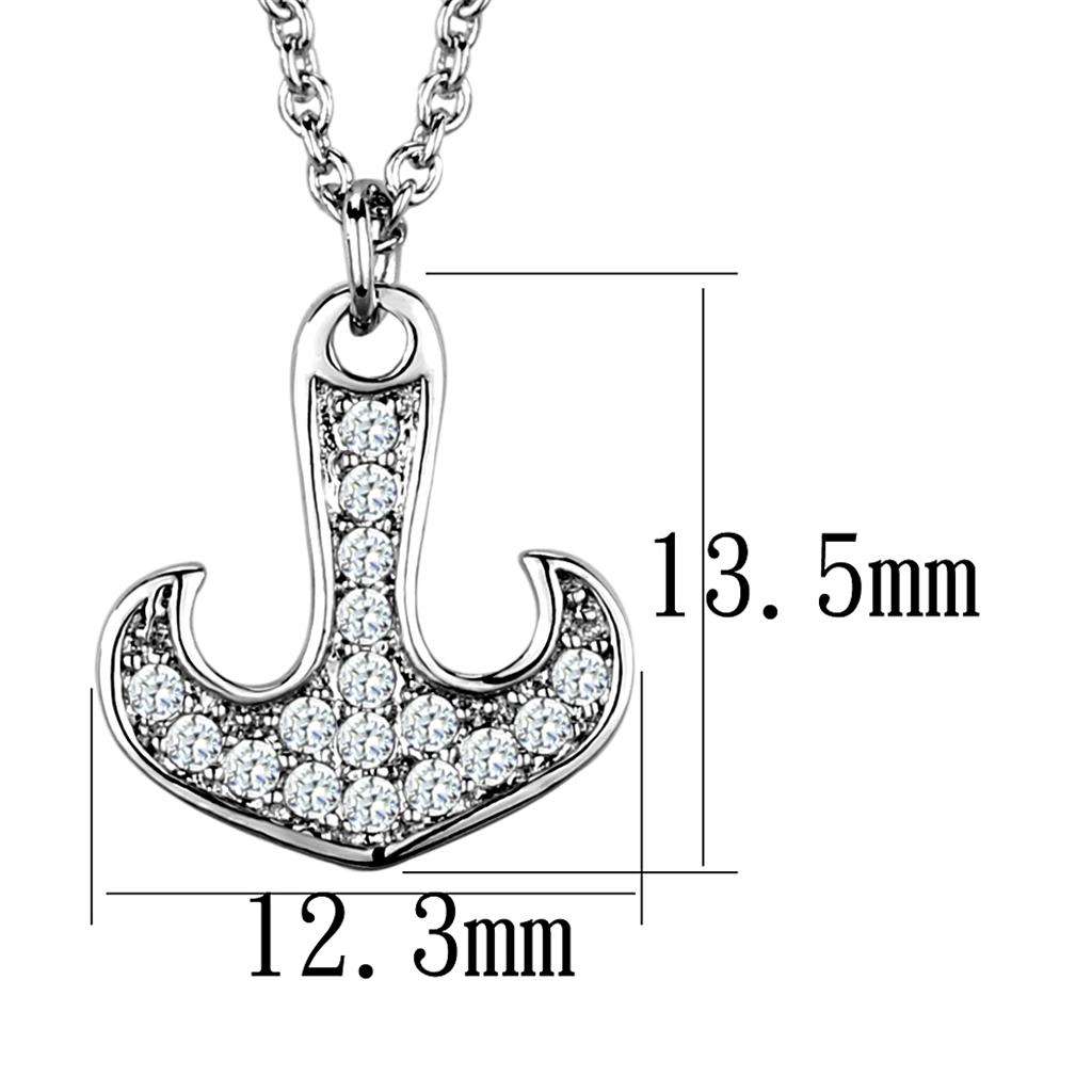 MA3W1035 - Rhodium Brass Chain Pendant with AAA Grade CZ  in Clear
