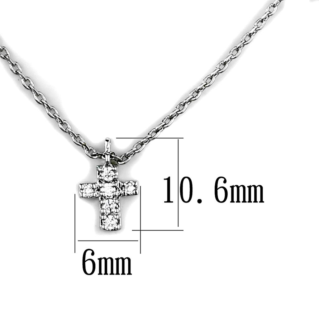MA3W1037 - Rhodium Brass Chain Pendant with AAA Grade CZ  in Clear