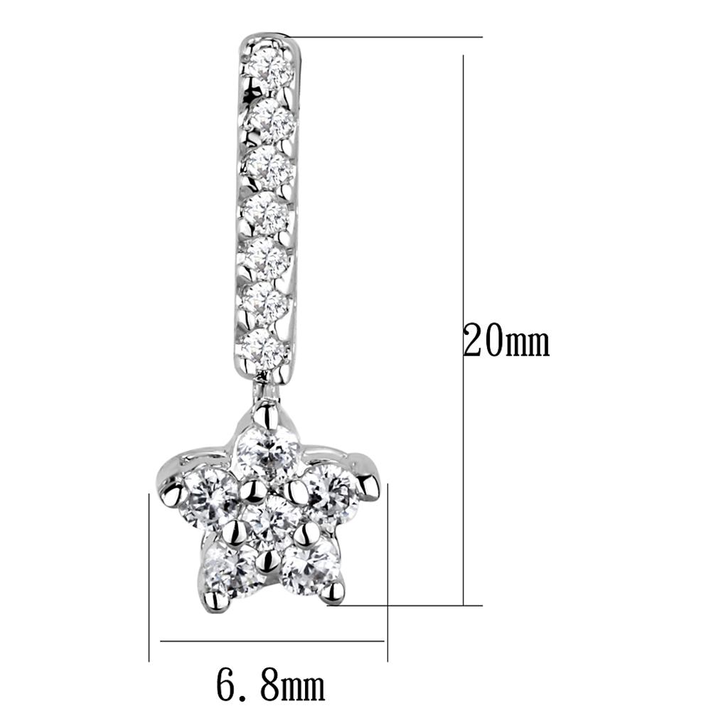 MA3W1056 - Rhodium Brass Earrings with AAA Grade CZ  in Clear