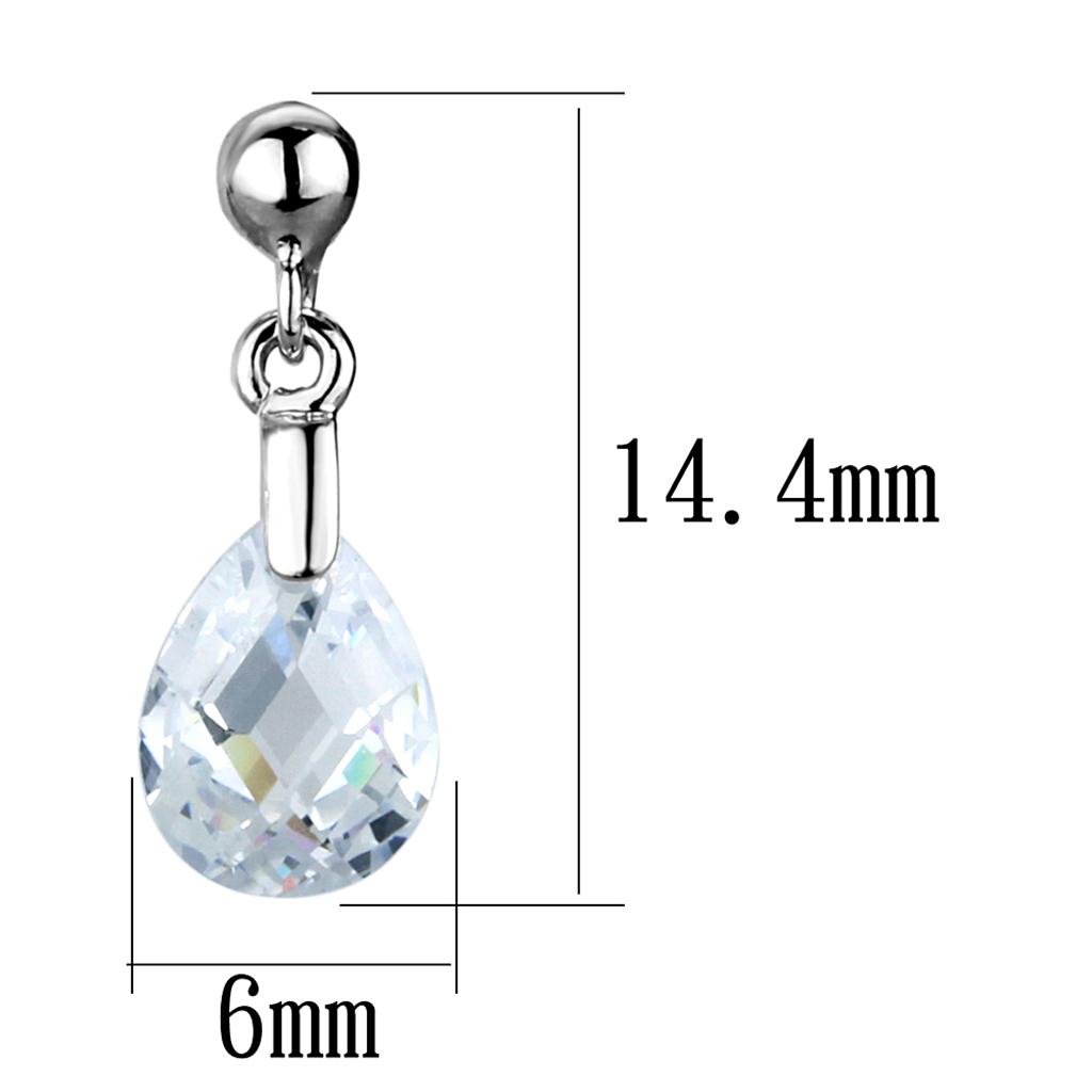 MA3W1057 - Rhodium Brass Earrings with AAA Grade CZ  in Clear
