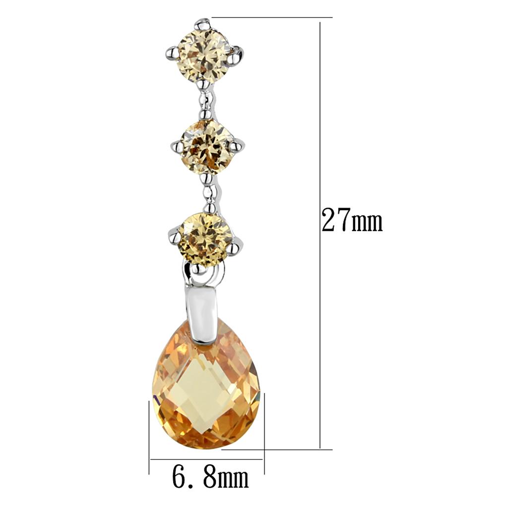 MA3W1063 - Rhodium Brass Earrings with AAA Grade CZ  in Champagne