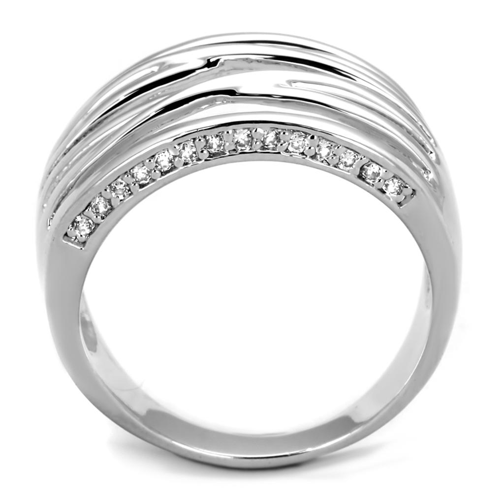 MA3W1066 - Rhodium Brass Ring with AAA Grade CZ  in Clear