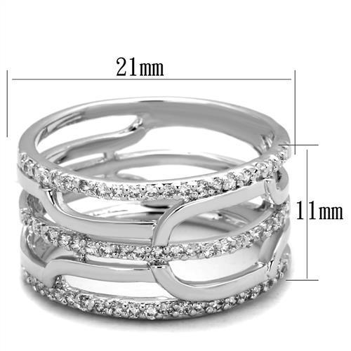 MA3W1070 - Rhodium Brass Ring with AAA Grade CZ  in Clear