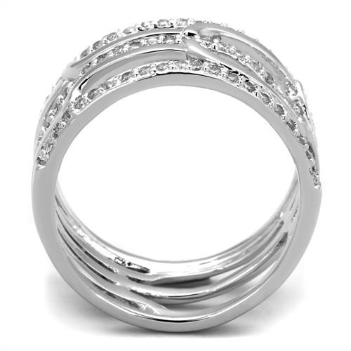 MA3W1070 - Rhodium Brass Ring with AAA Grade CZ  in Clear