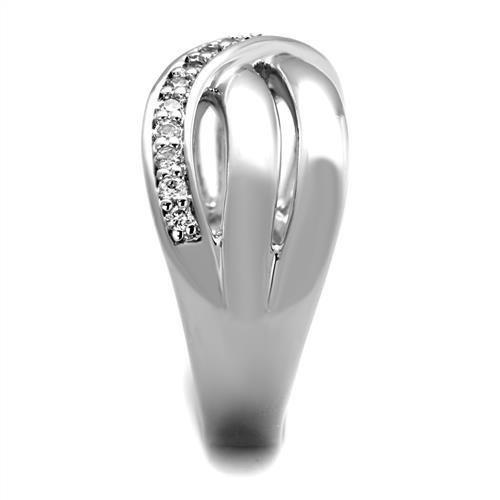 MA3W1071 - Rhodium Brass Ring with AAA Grade CZ  in Clear