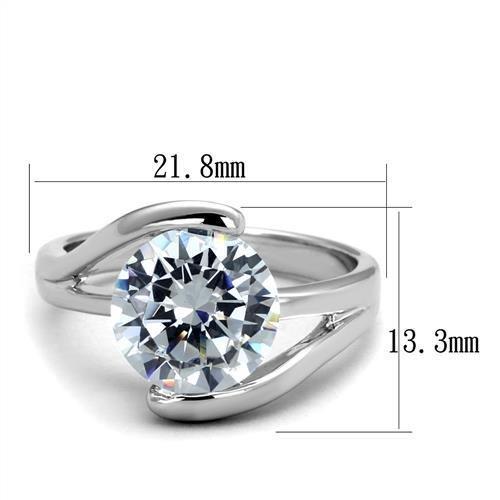 MA3W1072 - Rhodium Brass Ring with AAA Grade CZ  in Clear