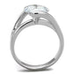 MA3W1072 - Rhodium Brass Ring with AAA Grade CZ  in Clear