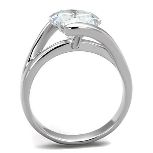 MA3W1072 - Rhodium Brass Ring with AAA Grade CZ  in Clear
