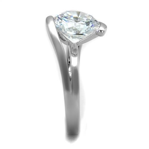 MA3W1072 - Rhodium Brass Ring with AAA Grade CZ  in Clear