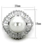 MA3W1073 - Rhodium Brass Ring with Synthetic Pearl in White