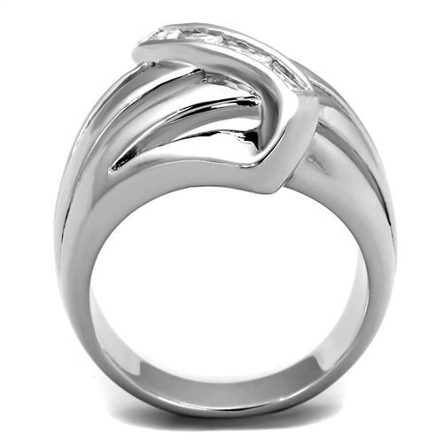 MA3W1077 - Rhodium Brass Ring with AAA Grade CZ  in Clear