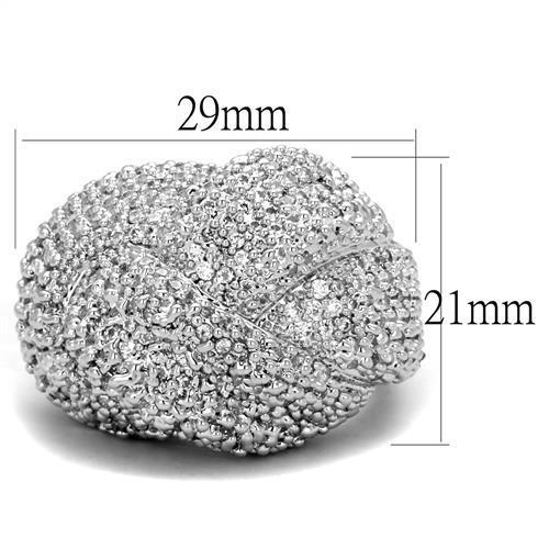 MA3W1078 - Rhodium Brass Ring with AAA Grade CZ  in Clear