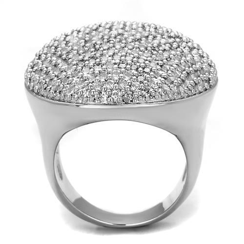 MA3W1079 - Rhodium Brass Ring with AAA Grade CZ  in Clear