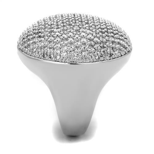MA3W1079 - Rhodium Brass Ring with AAA Grade CZ  in Clear