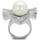 MA3W1080 - Rhodium Brass Ring with Synthetic Pearl in White
