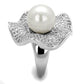 MA3W1080 - Rhodium Brass Ring with Synthetic Pearl in White