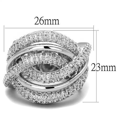 MA3W1081 - Rhodium Brass Ring with AAA Grade CZ  in Clear