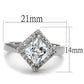 MA3W1083 - Rhodium Brass Ring with AAA Grade CZ  in Clear