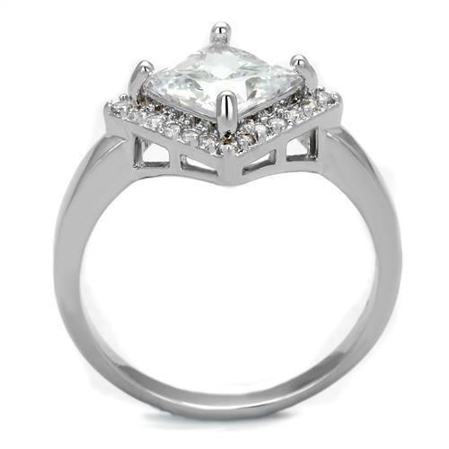 MA3W1083 - Rhodium Brass Ring with AAA Grade CZ  in Clear