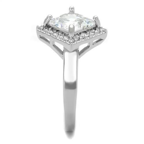 MA3W1083 - Rhodium Brass Ring with AAA Grade CZ  in Clear