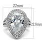 MA3W1085 - Rhodium Brass Ring with AAA Grade CZ  in Clear