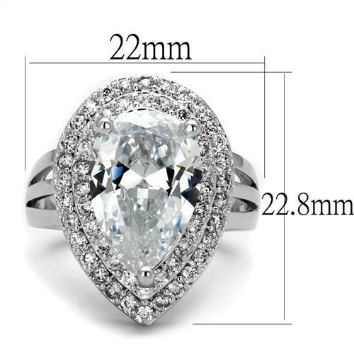 MA3W1085 - Rhodium Brass Ring with AAA Grade CZ  in Clear