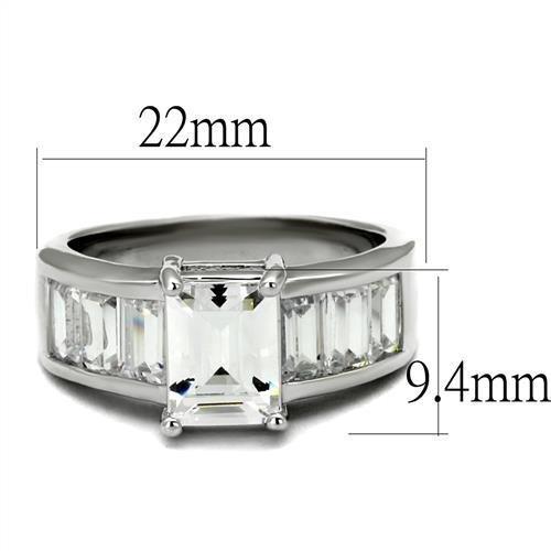 MA3W1086 - Rhodium Brass Ring with AAA Grade CZ  in Clear