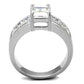 MA3W1086 - Rhodium Brass Ring with AAA Grade CZ  in Clear