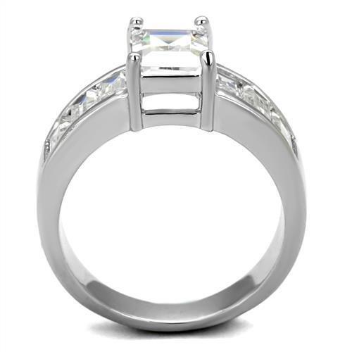 MA3W1086 - Rhodium Brass Ring with AAA Grade CZ  in Clear